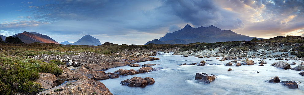 Cuillin, Ilha de Skye, Escócia, Reino Unido, água, nuvens, montanhas, Cuillin, Ilha, Skye, Escócia, Reino Unido, Água, Nuvens, Montanhas, HD papel de parede HD wallpaper
