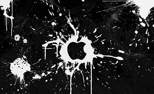 Sıçrama Siyah, Apple logosu, Bilgisayarlar, Mac, Siyah, Sıçrama, HD masaüstü duvar kağıdı HD wallpaper