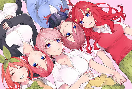 anime, anime girls, 5-toubun no Hanayome, Nakano Miku, Nakano Itsuki, Nakano Ichika, Nakano Nino, Nakano Yotsuba, Wallpaper HD HD wallpaper
