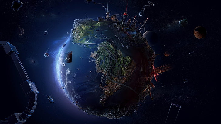 globe, bumi, ruang, fantasi, Wallpaper HD