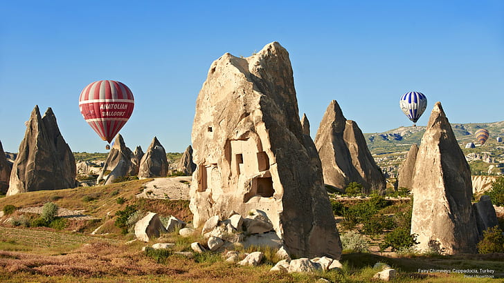 Fairy Chimneys, Kapadocja, Turcja, Natura, Tapety HD