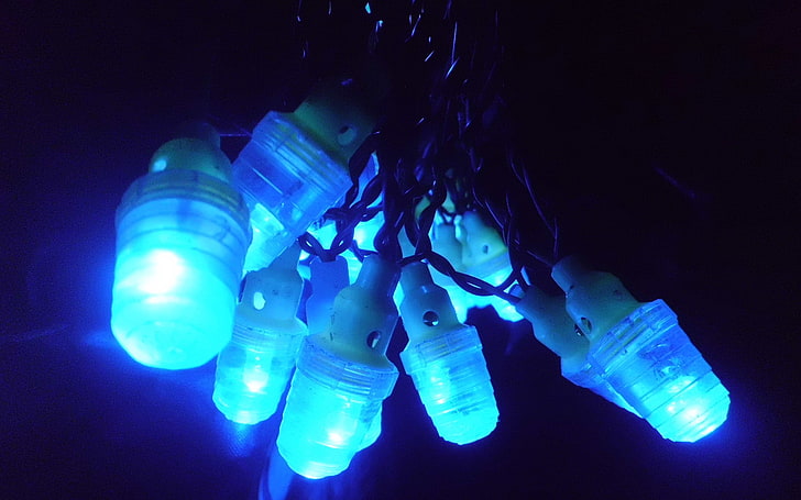 blaue Glühbirnen, LEDs, Lampe, HD-Hintergrundbild