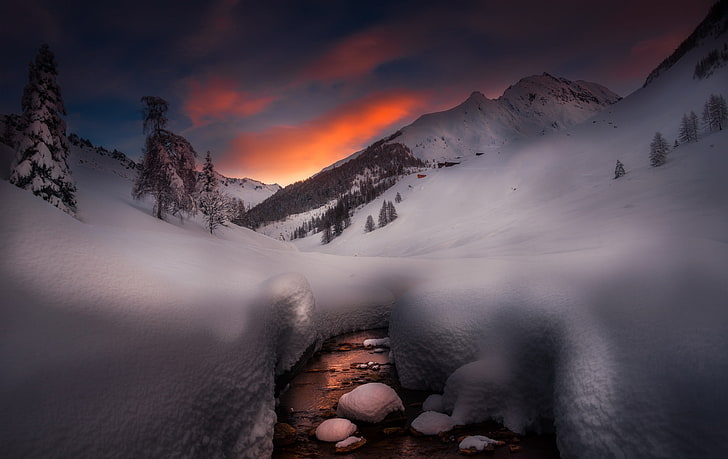 berge, schnee, beschaffenheit, winter, landschaft, HD-Hintergrundbild