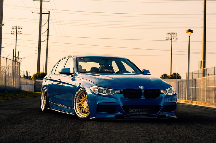 BMW, blau, F30, Limousine, 3er, HD-Hintergrundbild