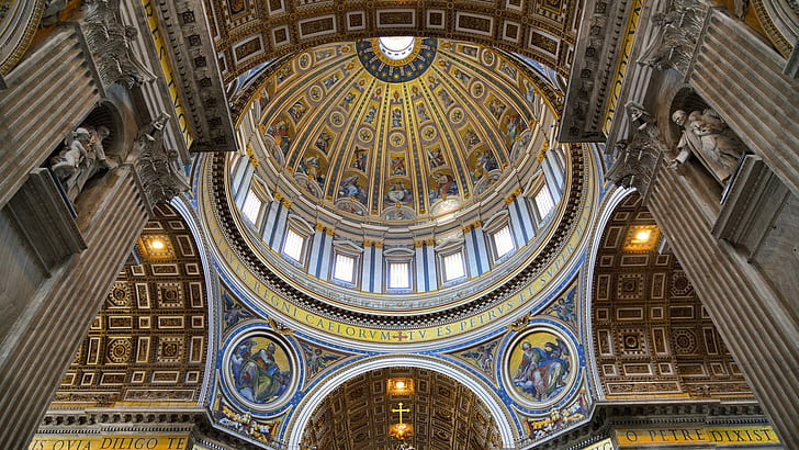 Der Petersdom, der Vatikan, die Kuppelbilder, Innenarchitektur, Architektur, st.Petersbasilika, der Vatikan, die Kuppelbilder, Innenarchitektur, Architektur, HD-Hintergrundbild