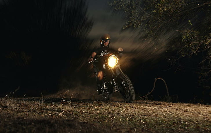Trial Motor, Motorcycle, Night, Light, trial motor, motorcycle, night, light, HD wallpaper