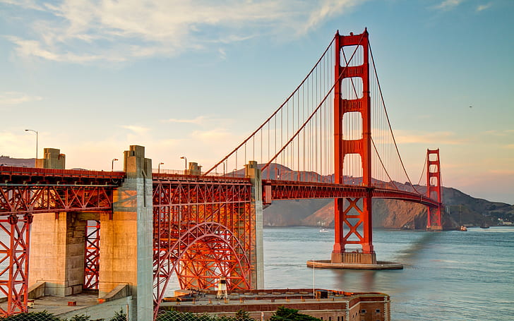 San Francisco Köprüsü, Altın Kapı, gökyüzü, bulutlar, San Francisco Francisco, Köprü, Altın, Kapı, Gökyüzü, Bulutlar, HD masaüstü duvar kağıdı