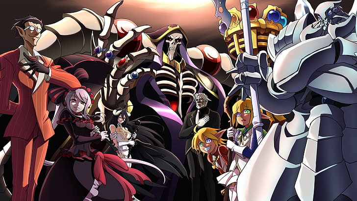 Wallpaper digital anime Overlord, Anime, Overlord, Ainz Ooal Gown, Albedo (Overlord), Aura Bella Fiora, Cocytus (Overlord), Demiurge (Overlord), Mare Bello Fiore, Overlord (Anime), Sebas Tian, ​​Shalltear Bloodfallen, Wallpaper HD