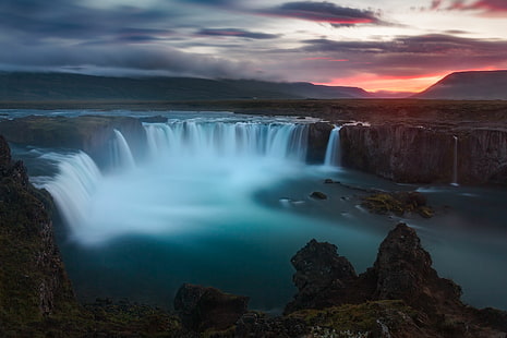 Исландия, водопади, Godafoss, HD тапет HD wallpaper