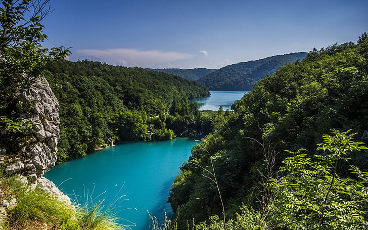 Хърватия, национален парк Плитвички езера, дървета, зеленина, природен пейзаж, Хърватия, езера, национален, парк, дървета, зеленина, природа, пейзаж, HD тапет