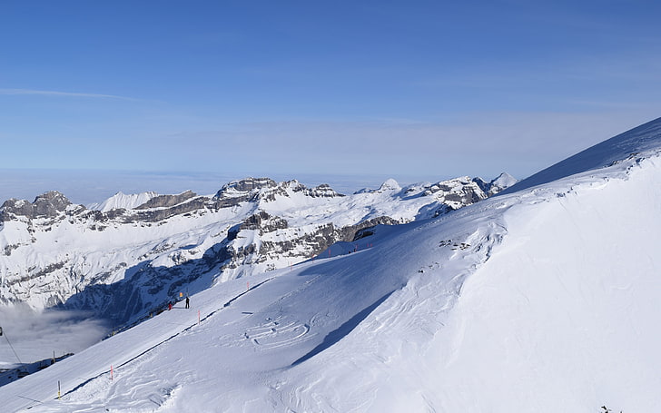 Estância de esqui alpina fria de alta colina de aventura, HD papel de parede