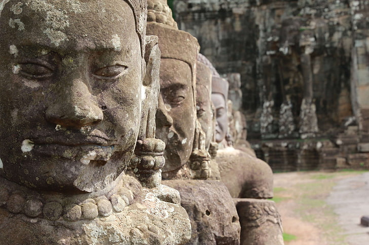 angkor, angkor wat, asia, cambodia, khmer, sculpture, temple complex, unesco world heritage, HD wallpaper