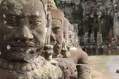ангкор, ангкор ват, азия, камбоджа, кхмерская, скульптура, храмовый комплекс, всемирное наследие юнеско, HD обои HD wallpaper