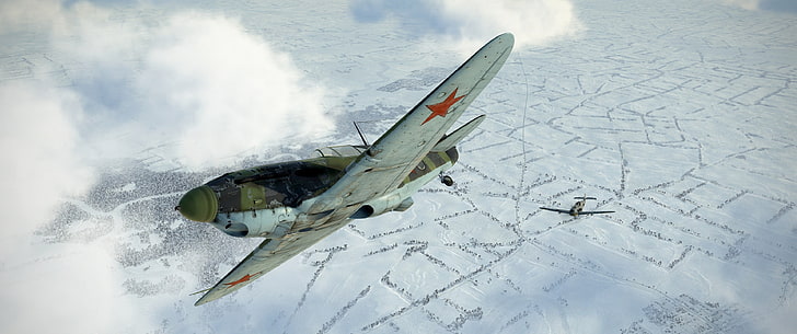 gray plane, War Thunder, Lavochkin-Gorbunov-Gudkov LaGG-3, Messerschmitt Bf-109, HD wallpaper