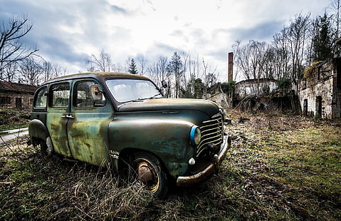 развалина, кола, стар, ръжда, превозно средство, HD тапет HD wallpaper