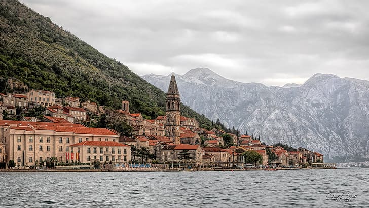landscape, mountains, building, home, Bay, Montenegro, To, Kotor Bay, Kotor, Bay of Kotor, Dinaric Alps, The Dinaric Alps, HD wallpaper