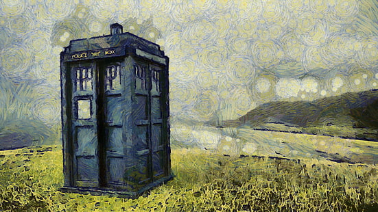 TARDIS, Doctor Who, The Doctor, Vincent van Gogh, artwork, Fondo de pantalla HD HD wallpaper