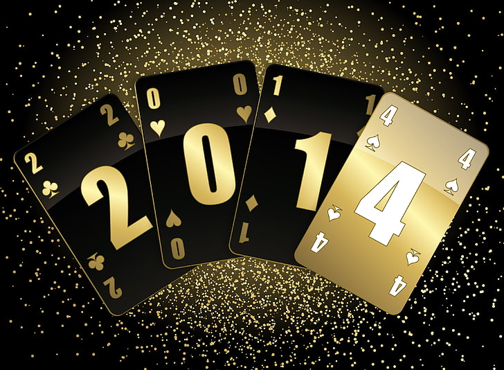 2014 playing card illustration, card, background, new year, suit, 2014, HD wallpaper