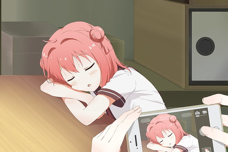 Akaza Akari, Yuru Yuri, sedang tidur, Wallpaper HD