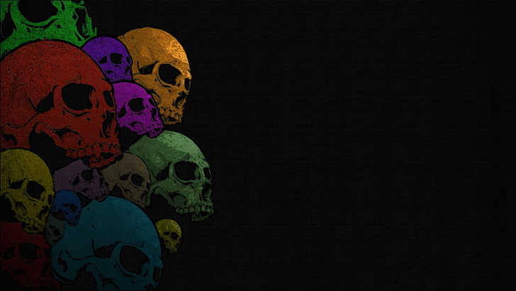tapeta z czaszką w różnych kolorach, Dark, Skull, Tapety HD