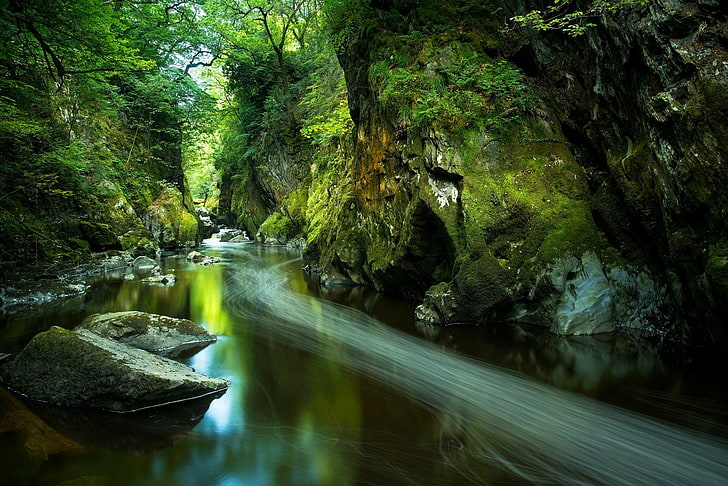 Terra, fiume, verde, natura, roccia, Sfondo HD