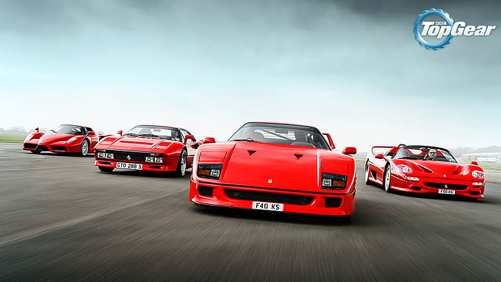 Top Gear Ferrari F40 F50 F60 Enzo HD, samochody, ferrari, bieg, top, f40, enzo, f50, f60, Tapety HD