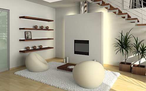 Чистый дизайн интерьера, дома, комнаты, гостиной, HD обои HD wallpaper