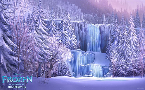 Disney Frozen Movie Waterfall, disney frozen thanksgiving poster, disney, frozen, movie, waterfall, HD wallpaper HD wallpaper