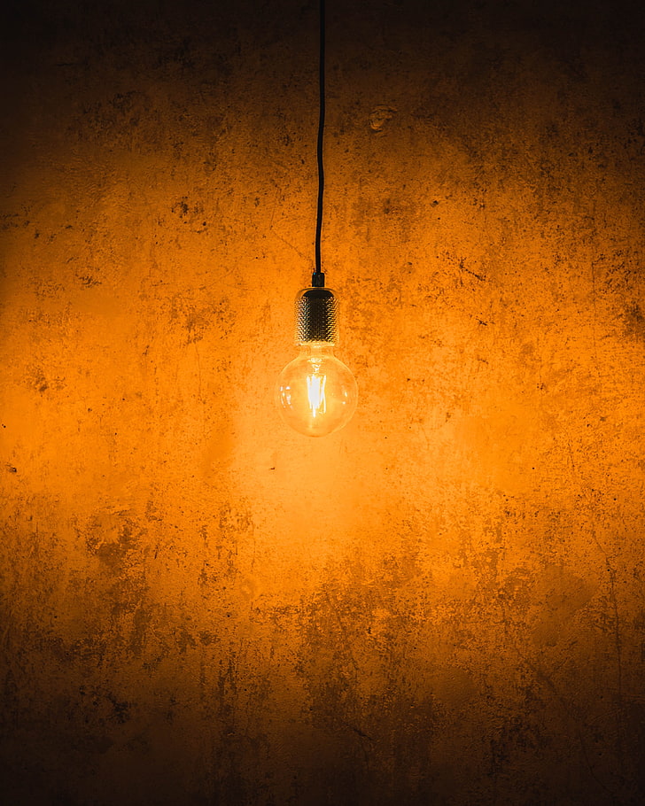 light bulb, electricity, lighting, wall, HD wallpaper