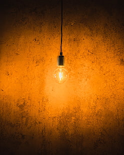 المصباح الكهربائي ، الكهرباء ، الإضاءة ، الجدار، خلفية HD HD wallpaper