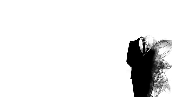 illustration du costume pour homme, anonyme, fond simple, fumée, costumes, minimalisme, œuvres d'art, Fond d'écran HD HD wallpaper