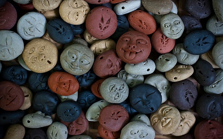 Funny Face Rocks, assorted-color stone lot, Funny, , smiley face, rocks, HD wallpaper