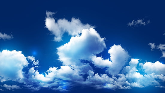 azul, cielo, naturaleza, nubes, HD тапет HD wallpaper
