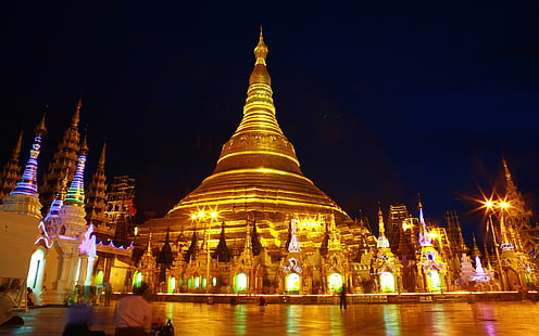 Shwedagon Pagoda Yangon 미얀마 0372, HD 배경 화면 HD wallpaper
