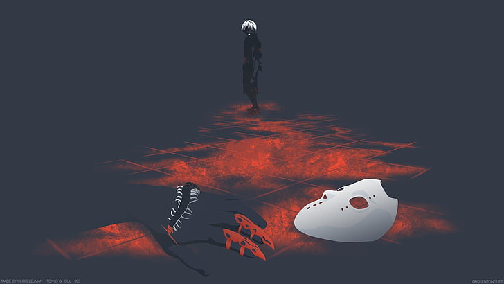 white mask illustration, Tokyo Ghoul, Kaneki Ken, anime, HD wallpaper