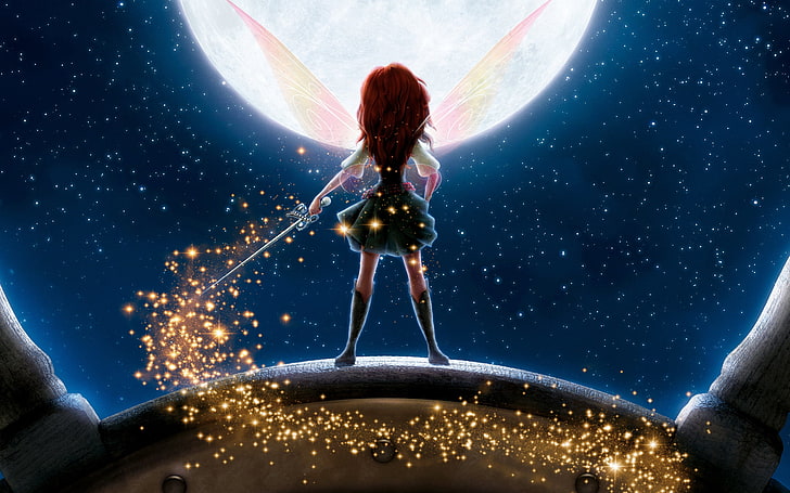 Fondo de pantalla de Disney Tinker Bell Pirate Fairy, estrellas, alas, La luna, hada, Disney, espada, The Pirate Fairy, Fondo de pantalla HD