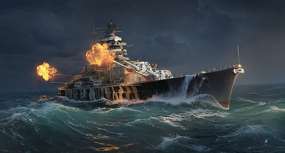 grå slagskepp tapet, värld av krigsfartyg, wargaming nät, wows, HD tapet HD wallpaper