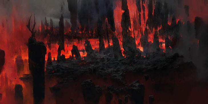  Infierno, fuego, ceniza, diablo, cristo, lava, rocas, Fondo de pantalla HD