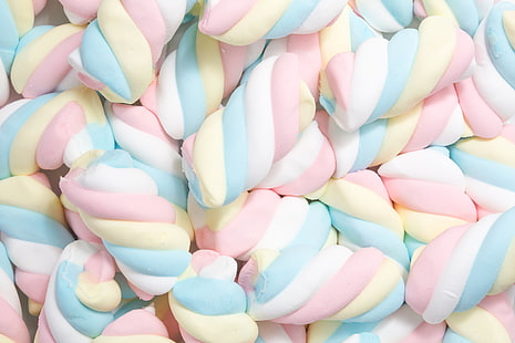 multicolored marshmallow lot, marshmallow, spiral, pastel, sweet, HD wallpaper HD wallpaper