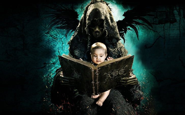 abcs, sztuka, dzieci, książki, dzieci, ciemny, śmierć, demon, cyfrowy, fantasy, ponury, horror, żniwiarz, Tapety HD