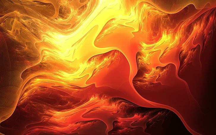 Melting Metal, wave, orange, fire, cant think of a fourth, 3d and abstract, HD wallpaper