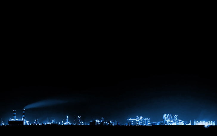 białe światło punktowe, pejzaż miejski, noc, Tapety HD