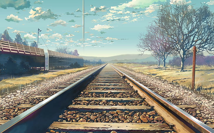 Makoto Shinkai, railway, 5 Centimeters Per Second, HD wallpaper