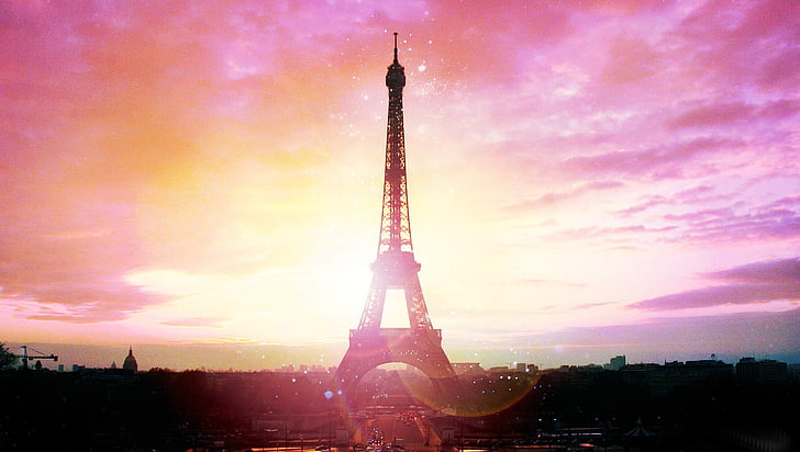برج إيفل ، باريس ، باريس ، برج إيفل ، مناظر المدينة ، السماء ، ضوء الشمس، خلفية HD