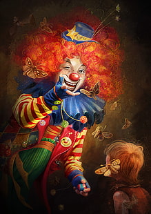 klaun, sztuka, uśmiech, makijaż, cyrk, emocje, Tapety HD HD wallpaper