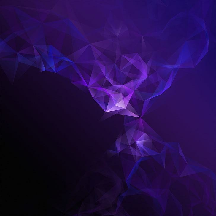 Purple, Stock, Samsung Galaxy S9, Low poly, Smoke, HD wallpaper