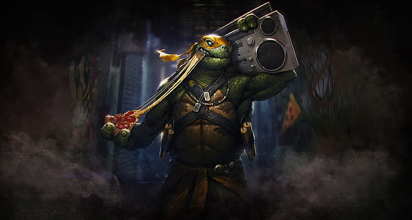 Teenage Mutant Ninja Turtles, Michelangelo (TMNT), Pizza, HD-Hintergrundbild HD wallpaper
