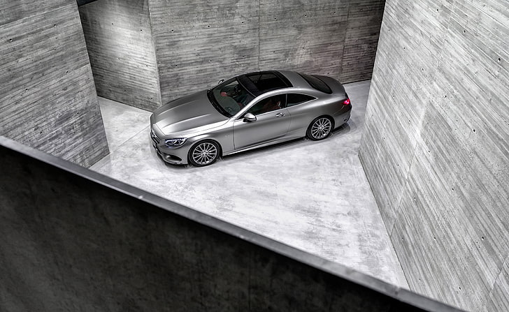 Mercedes-Benz, Auto, Machine, Mercedes, Grey, Silver, Coupe, The view from the top, The room, S-Class, Class, HD wallpaper