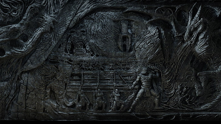decoro scultura in legno grigio, The Elder Scrolls V: Skyrim, videogiochi, Sfondo HD