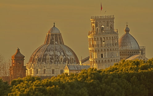Torre inclinada de Pisa, Itália, arquitetura, HD papel de parede HD wallpaper